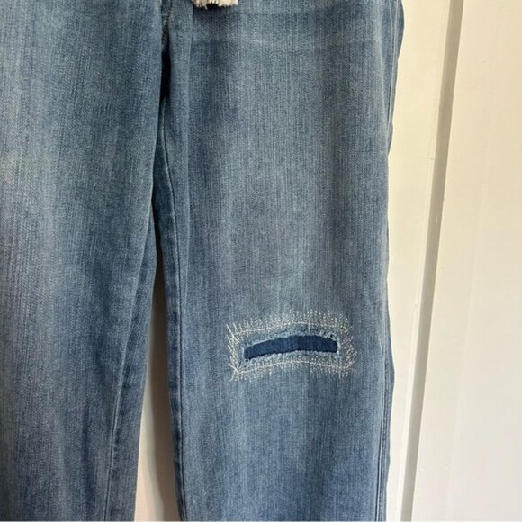 Sundance Distressed Repaired Jeans Pull-On StretchDrawstring Waist Size M - Picture 4 of 5